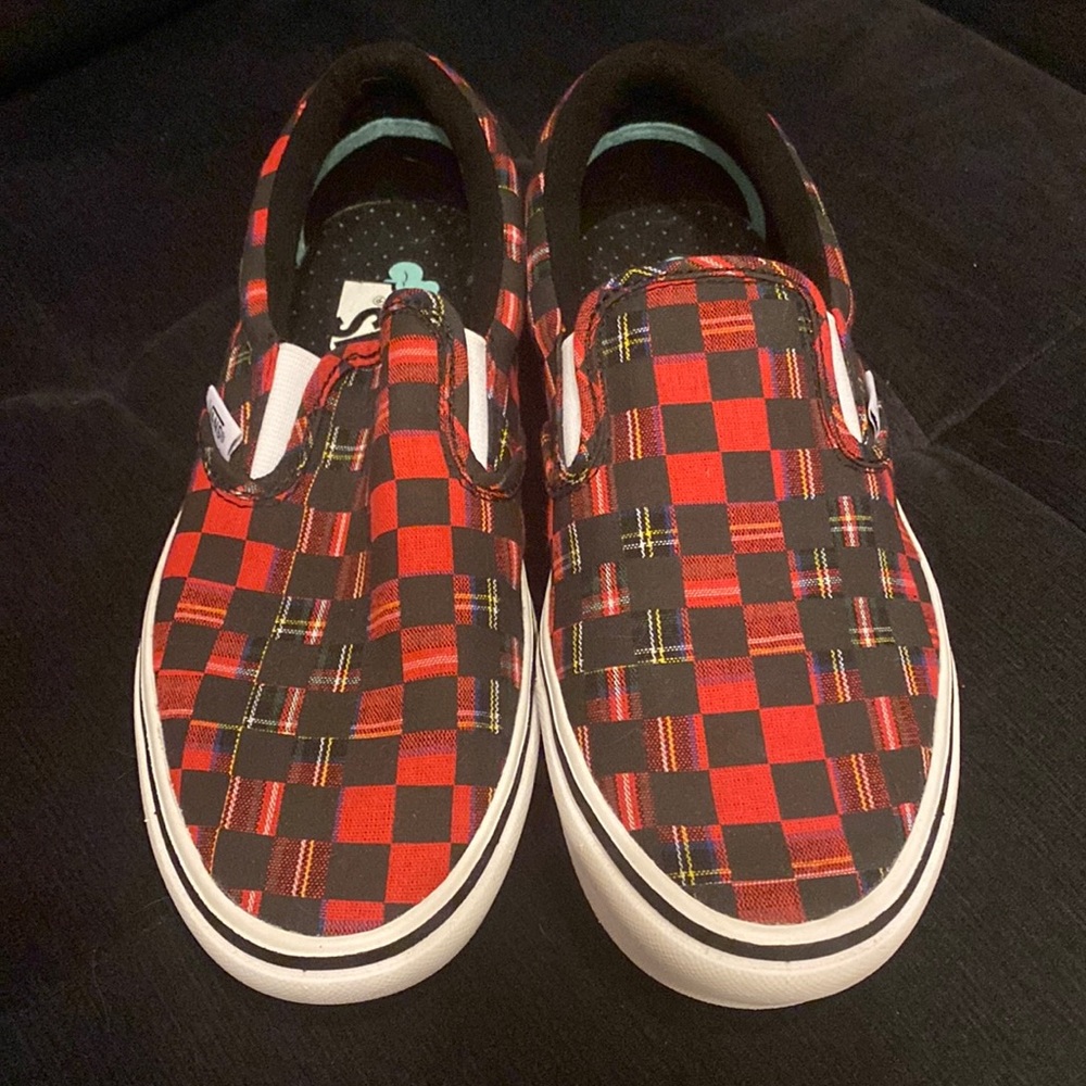 NWOT red checked and plaid Vans